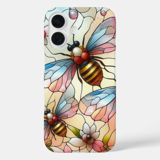 ステンドグラス効果のミツバチ Case-Mate iPhoneケース (裏面)