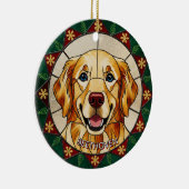 ステンドグラス効果の犬の名前クリスマス セラミックオーナメント (右)