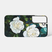ステンドグラス効果サムスンケース、白バラ SAMSUNG GALAXYケース (裏面横)