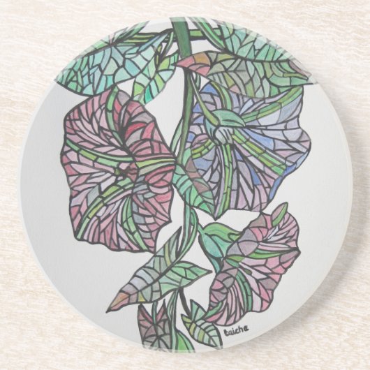 ステンドグラス効果モーニンググローリー9月誕生 コースター (正面)