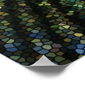 ステンドグラス効果付き青い孔雀の羽 ポスター (角)