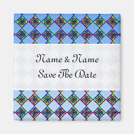 ステンドグラス効果花の模様。 マグネット (正面)