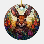 ステンドグラス動物 – ウサギイラストレーション セラミックオーナメント (裏面)