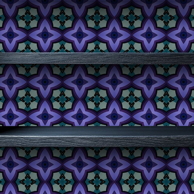 ステンドグラス十字小プリント 壁紙 (Stained Glass Cross Small Print Wallpaper on a shelf)