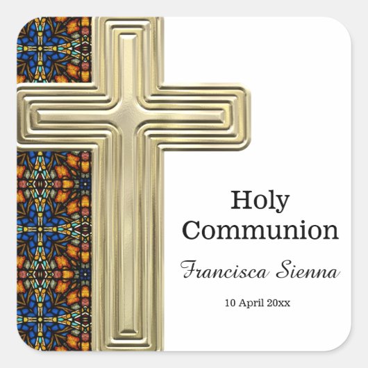 ステンドグラス十字 スクエアシール (正面)