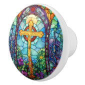 ステンドグラス十字 セラミックノブ (右)