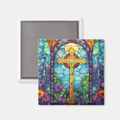 ステンドグラス十字 マグネット (正面/裏面)