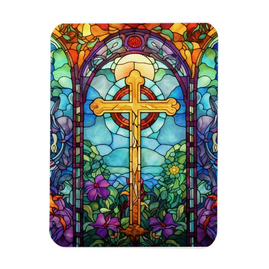ステンドグラス十字 マグネット (縦)