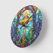 ステンドグラス十字 ラウンド壁時計 (傾斜)