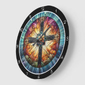 ステンドグラス十字 ラージ壁時計 (傾斜)