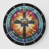ステンドグラス十字 ラージ壁時計 (正面)