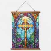 ステンドグラス十字 吊り下げ型タペストリー (正面2)