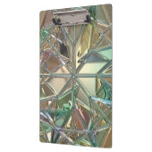 ステンドグラス外観抽象芸術ティール(緑がかった色)ピンク金ゴールド クリップボード (左)