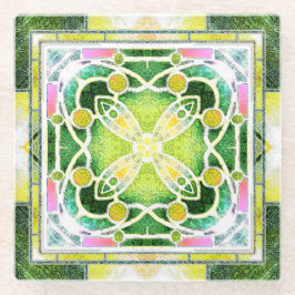 ステンドグラス大聖堂の窓ライムと緑 ガラスコースター