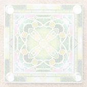 ステンドグラス大聖堂の窓ライムと緑 ガラスコースター (裏面)