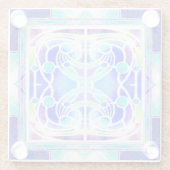 ステンドグラス大聖堂の青い窓 ガラスコースター (裏面)