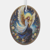 ステンドグラス天使とハープ ガラスオーナメント (正面右)