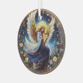 ステンドグラス天使とハープ ガラスオーナメント (正面左)