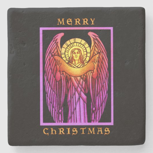 ステンドグラス天使 ストーンコースター (正面)