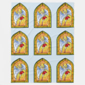 ステンドグラス天使 フリースブランケット (正面)