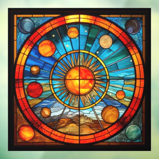 ステンドグラス太陽のシステム窓の貼り付け ウィンドウサイン (シート3)