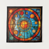 ステンドグラス太陽のシステム織物 タペストリー (正面(横))