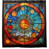 ステンドグラス太陽の系シャワーカーテン シャワーカーテン (正面)