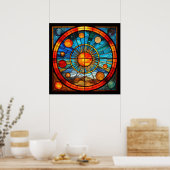 ステンドグラス太陽の系ポスター ポスター (キッチン)