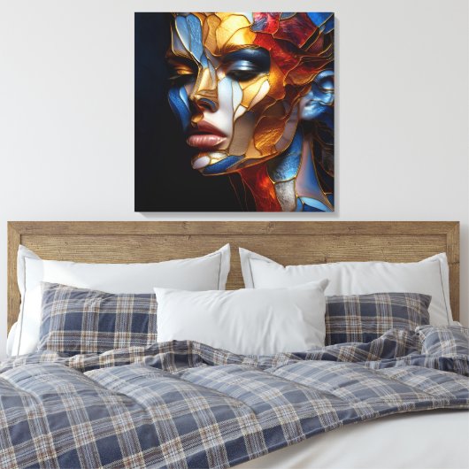 ステンドグラス女性 – ガラスと皮膚の調和 キャンバスプリント (インサイチュ (寝室))