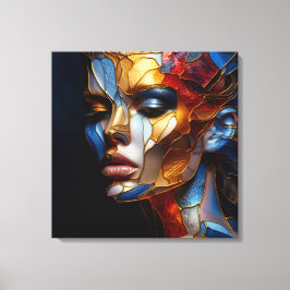 ステンドグラス女性 – ガラスと皮膚の調和 キャンバスプリント