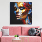 ステンドグラス女性 – ガラスと皮膚の調和 キャンバスプリント (インサイチュ (リビング))