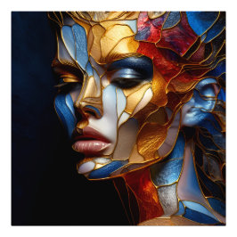 ステンドグラス女性 – ガラスと皮膚の調和 フォトプリント           