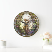ステンドグラス妖精デザイン時計 ラージ壁時計 (ホーム)
