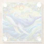 ステンドグラス威厳のあるクジラのマリンモザイク ガラスコースター (裏面)