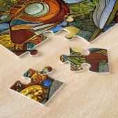 ステンドグラス威厳のあるクジラのマリンモザイク ジグソーパズル (側面)