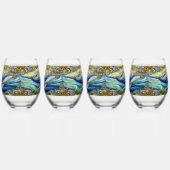 ステンドグラス威厳のあるクジラのマリンモザイク ステムなしワイングラス (左)