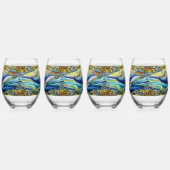 ステンドグラス威厳のあるクジラのマリンモザイク ステムなしワイングラス (右)