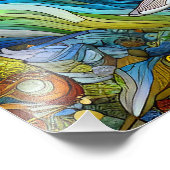 ステンドグラス威厳のあるクジラのマリンモザイク フォトプリント (角)