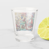 ステンドグラス威厳のあるサンタとトナカイ ショットグラス (裏面)