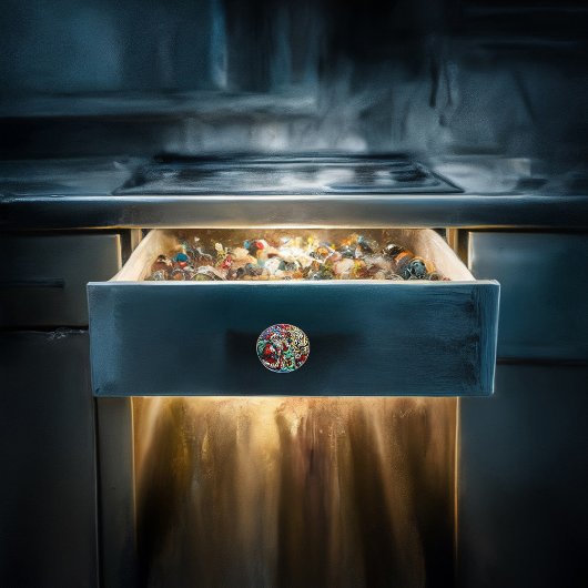 ステンドグラス威厳のあるサンタとトナカイ セラミックノブ