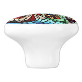 ステンドグラス威厳のあるサンタとトナカイ セラミックノブ (側面)