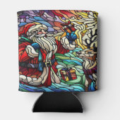 ステンドグラス威厳のあるサンタとトナカイ 缶クーラー (裏面)