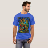 ステンドグラス威厳のあるドラゴン神話最高傑作 Tシャツ (正面フル)