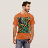 ステンドグラス威厳のあるドラゴン神話最高傑作 Tシャツ (正面フル)