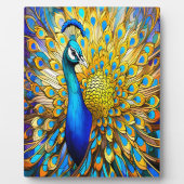 ステンドグラス威厳のあるピーコックアールヌーボースタイル フォトプラーク (正面)