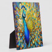 ステンドグラス威厳のあるピーコックアールヌーボースタイル フォトプラーク (側面)