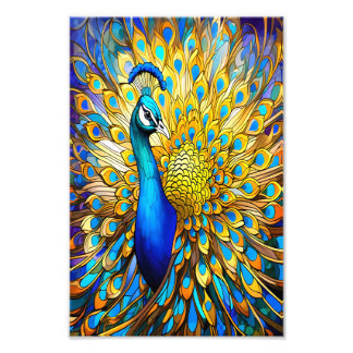 ステンドグラス威厳のあるピーコックアールヌーボースタイル フォトプリント           