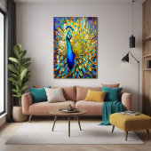 ステンドグラス威厳のあるピーコックアールヌーボースタイル ポスター