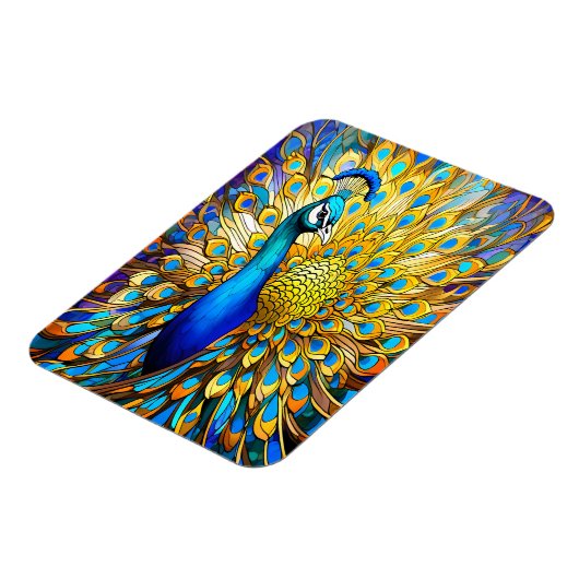 ステンドグラス威厳のあるピーコックアールヌーボースタイル マグネット (左側)