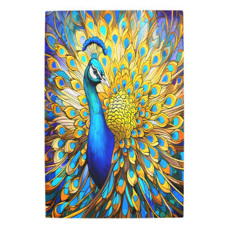 ステンドグラス威厳のあるピーコックアールヌーボースタイル メタルプリント
